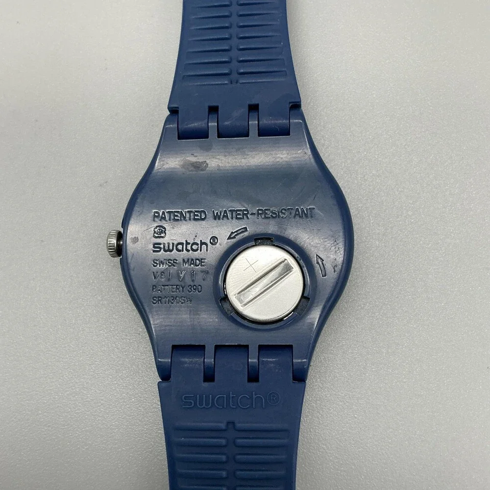 Swatch BlueSounds Mens Watch 41mm SUON127 Blue White Dial Swiss New Battery